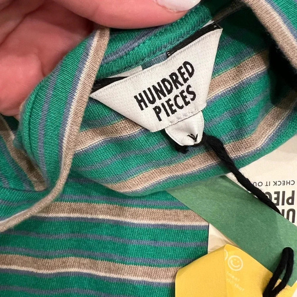 NWT Hundred Pieces Oversize Organic Cotton Striped T-shirt | Green - Picture 4 of 7